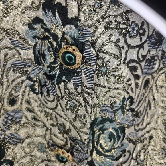 KATHERINE LINDSAY METALLIC BROCADE JACKET BLAZER FLORAL SIZE 14 VINTAGE 0308 - Picture 4 of 10